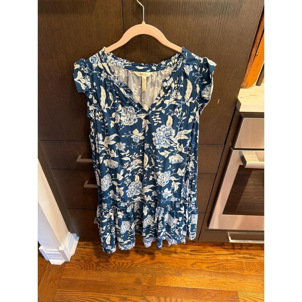 Matilda Jane Serenity Blue Floral dress with a ruffled hem women's large